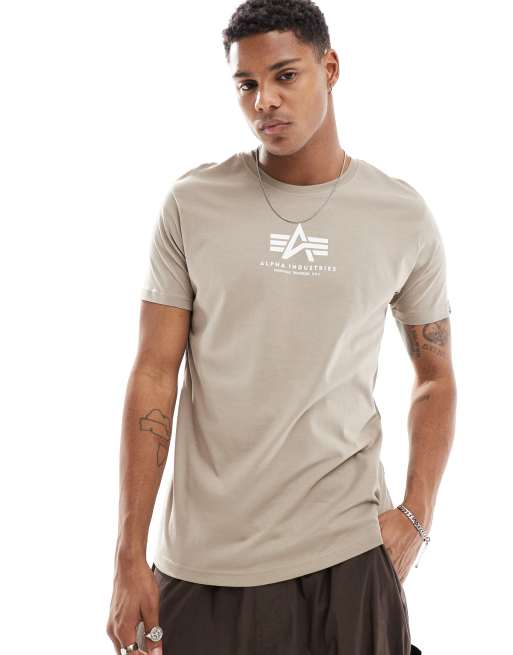 Alpha chest logo t-shirt in vintage sand
