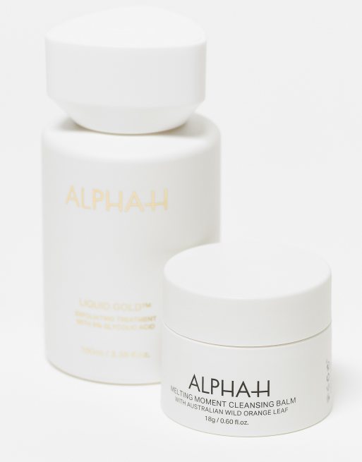 Alpha-H – Liquid Gold Exfoliating Treatment & Melting Moment Cleansing Balm – Peelende Hautpflege mit 5% Glykolsäure und Reinigungsbalsam - 21% Ersparnis