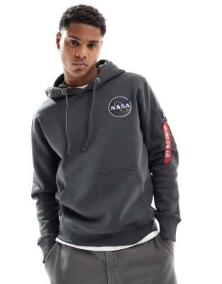 Alpha - Hoodie met NASA orbit-print in donkergrijs