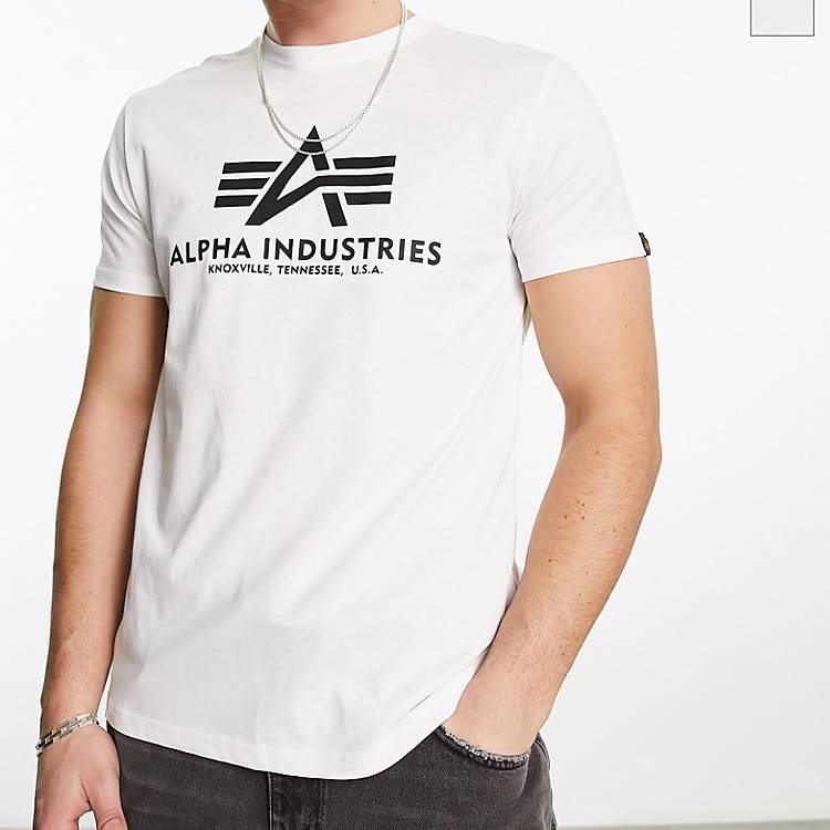 Alpha Industries 2 pack logo basic t-shirt in black/white | ASOS