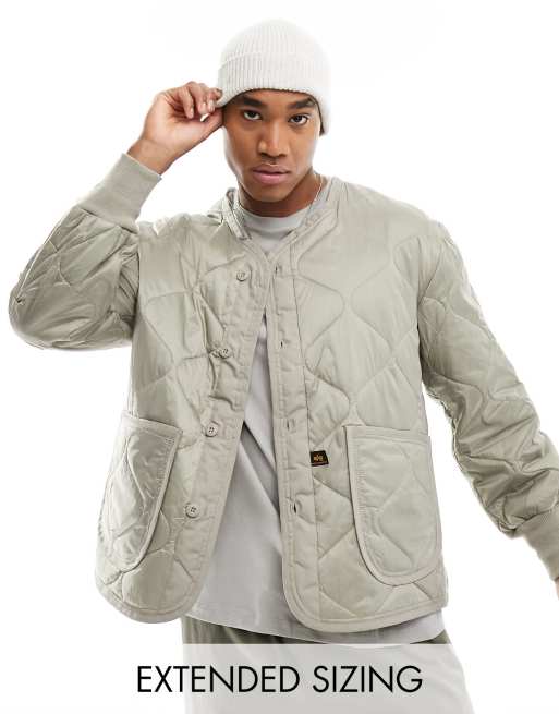 Alpha Industries – ALS – Gefütterte Steppjacke in Vintage-Sandbeige