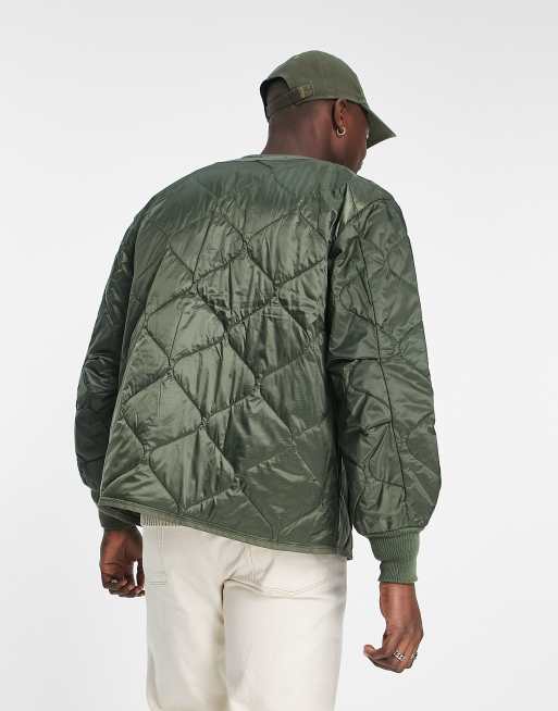 Alpha Industries ALS quilted liner jacket in olive green | ASOS