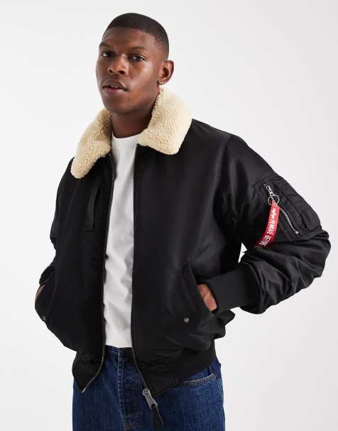 Alpha Industries - B-15 Uniseks bomberjack met borgkraag in zwart - view 1