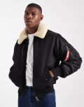 [Alpha Industries] Alpha Industries B-15 unisex bomber jacket with borg collar in black XS BLACK