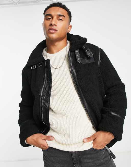 Black teddy borg outlet bomber jacket