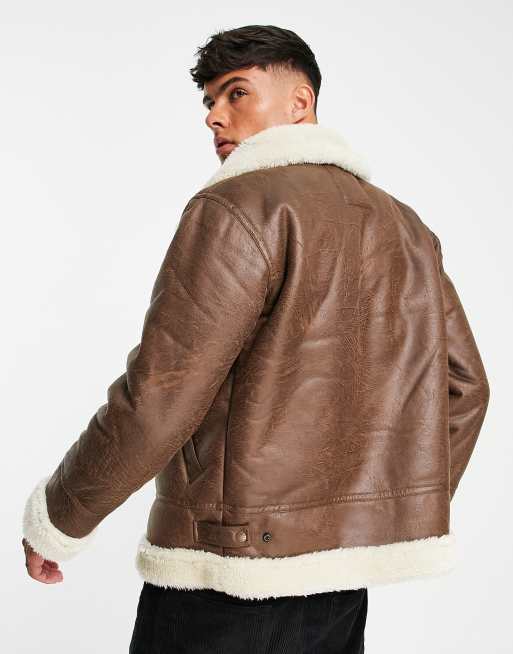 Alpha Industries - B3 - Veste flight en shearling et similicuir - Marron, 2 de 4