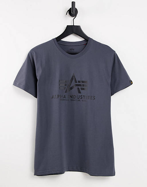 Alpha Industries basic logo t-shirt in grey black | ASOS