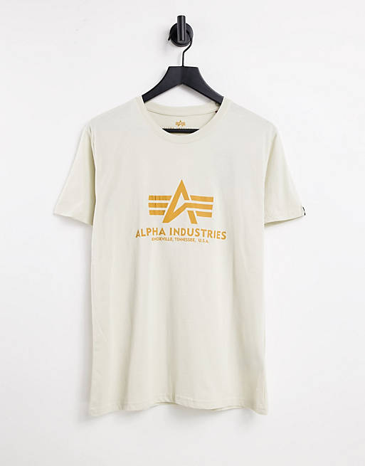 Alpha Industries – Biały T-shirt z logo w stylu vintage