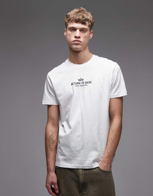 Alpha Industries – Biały T-shirt z nadrukiem „Return to Base” na plecach, 3 z 5