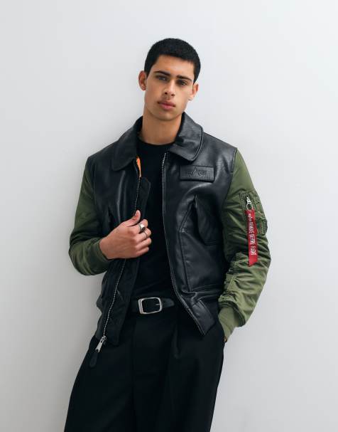 Alpha Industries bomber en imitation cuir à manches contrastantes multicolore - view 1