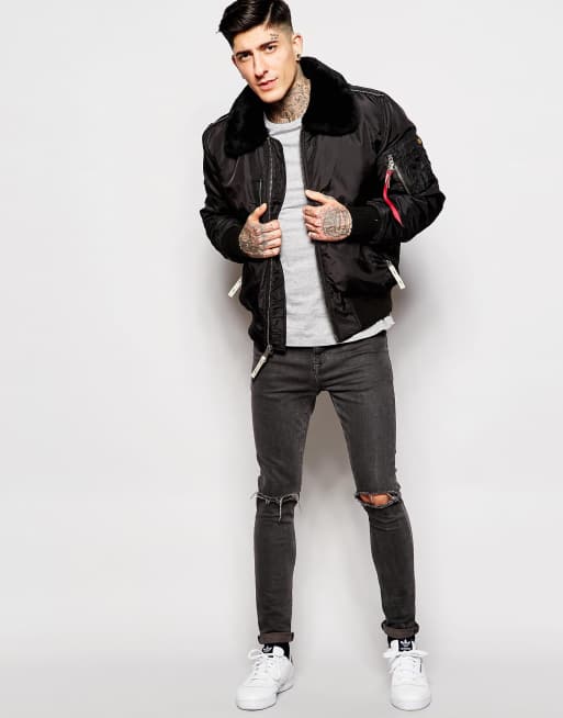 Alpha industries bomber jacket clearance fur collar