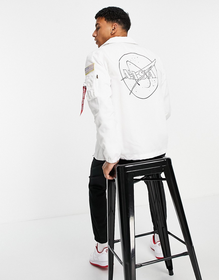 Alpha Industries - Bomber-jakke med mærke på ryggen i nylon i 2 hvide toner i regular fit