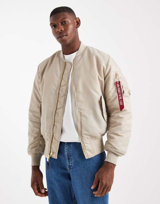 Alpha Industries - Bomber vintage unisex color crema con tasca MA1