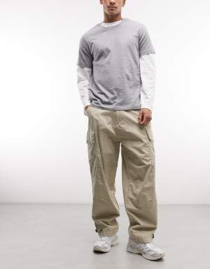 Alpha Industries cargo trousers with adjustable leg toggles in light beige