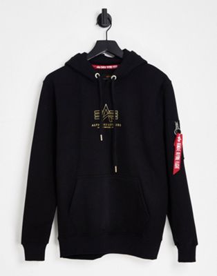 Alpha Industries central foil print logo hoodie in black CO-ORD