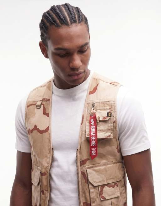 Alpha Industries - Chaleco utilitario con estampado de camuflaje y bolsillos de malla, 3 de 5