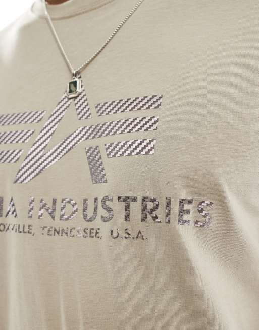 Alpha Industries chest logo t-shirt in vintage sand, 2 of 4