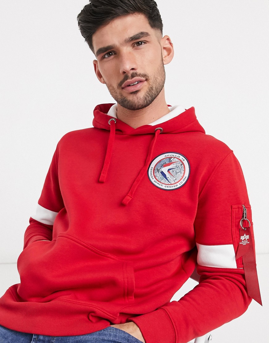Alpha Industries cotton molton brushed hoody in red