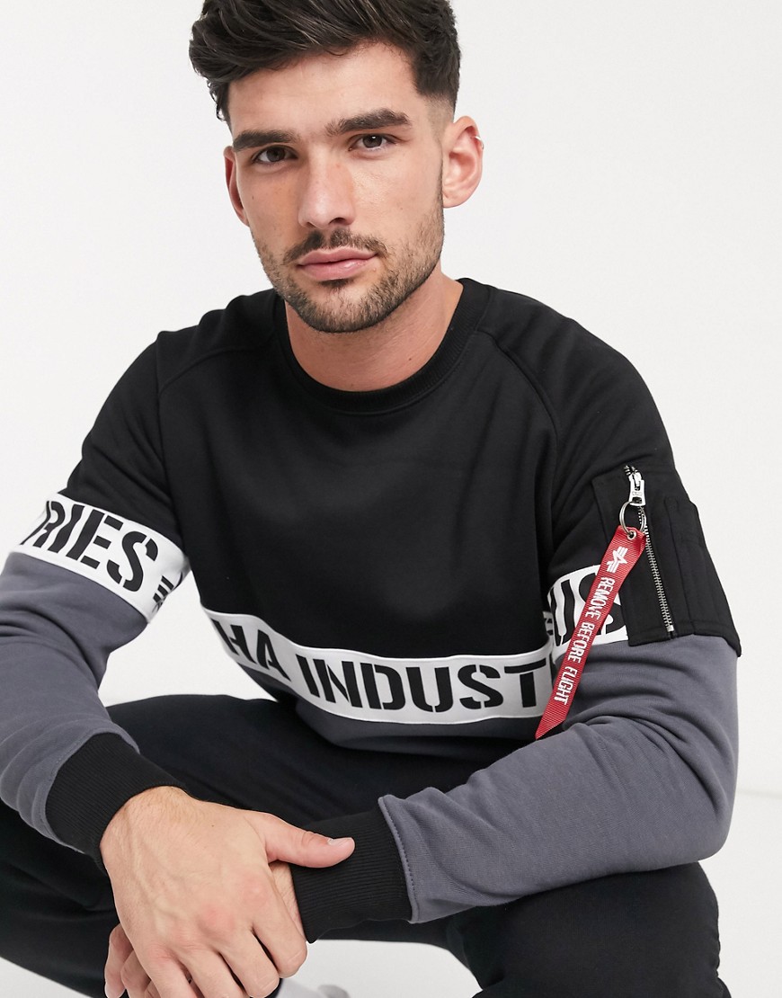 Alpha Industries cotton molton brushed sweat in black