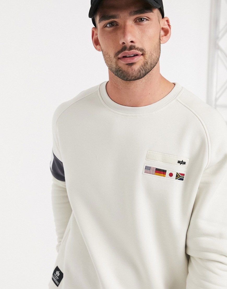Alpha Industries cotton molton brushed sweat in vintage white