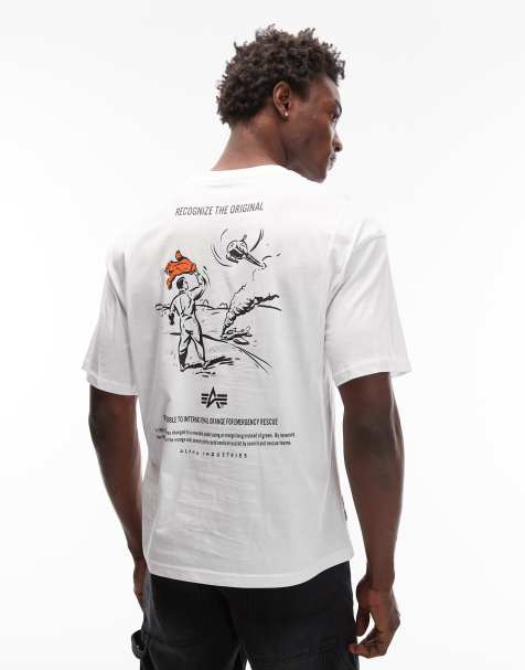 Alpha Industries - Emergency Rescue - T-shirt met print op de achterkant in wit - view 1