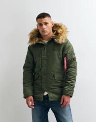 Alpha Industries faux fur hooded parka jacket in sage green