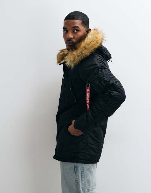 Alpha Industries faux-fur parka met capuchon in zwart, 5 van 5