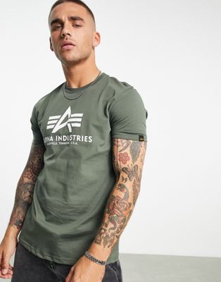 Alpha Industries front logo t-shirt in olive green