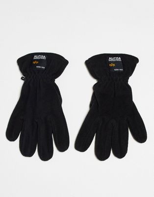 Alpha Industries label fleece gloves in black - ASOS Price Checker