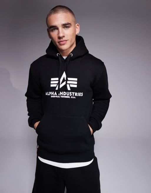 Alpha Industries - Hoodie met logo op de borst in zwart, 2 van 4