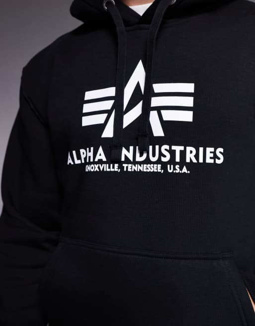 Alpha Industries - Hoodie met logo op de borst in zwart, 4 van 4