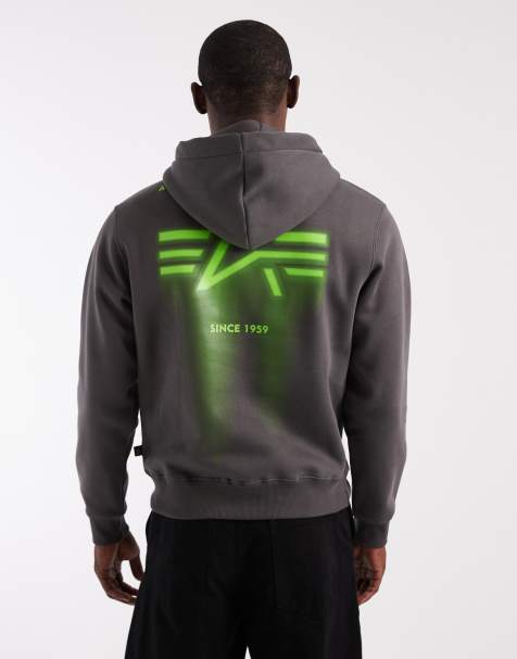 Alpha Industries hoodie with spray paint back print in grey - view 1