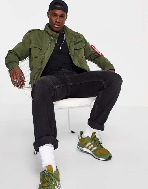 Alpha Industries Huntington cotton regular dark fit twill in ASOS jacket | green utility field