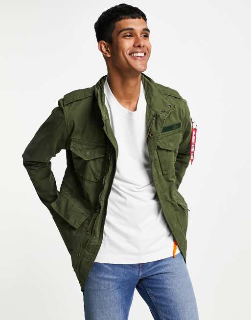 cotton dark | ASOS regular field twill jacket green utility fit Alpha in Industries Huntington