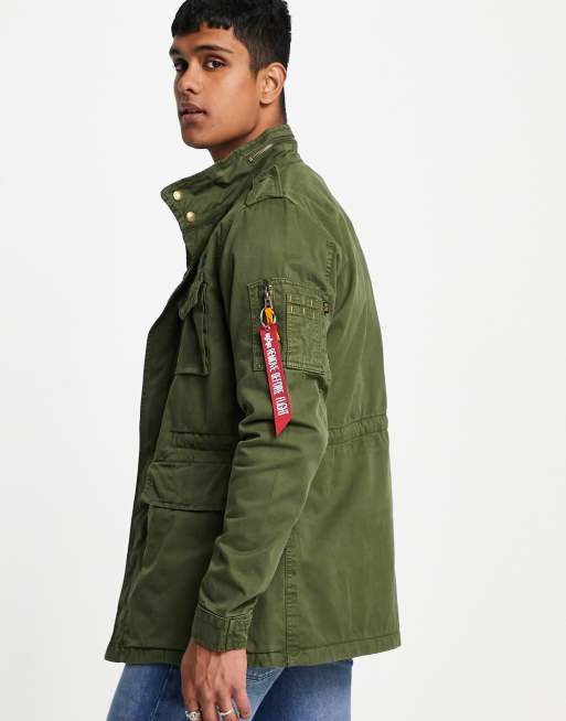 Alpha Industries Huntington cotton twill utility field jacket regular fit  in dark green | ASOS