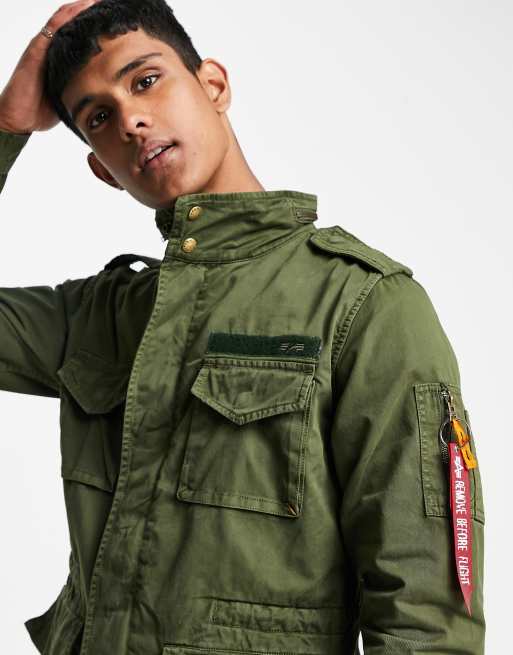 Industries green cotton jacket | fit twill dark Alpha field Huntington ASOS regular utility in