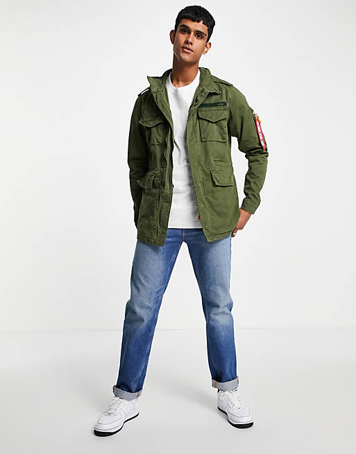 Alpha Industries Huntington cotton twill utility field jacket regular fit  in dark green | ASOS