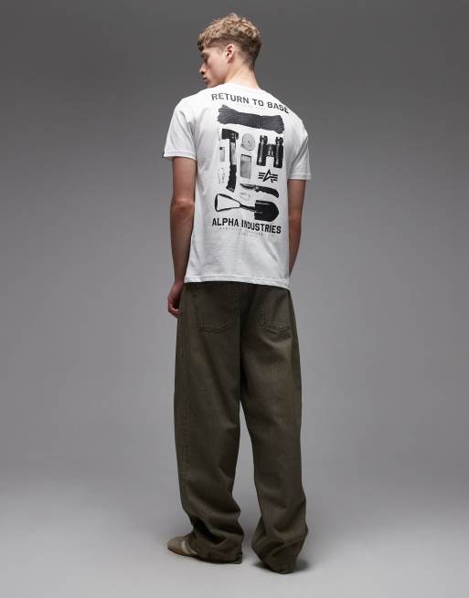 Alpha Industries - Hvid T-shirt med "return to base"-print på ryggen, 2 af 5