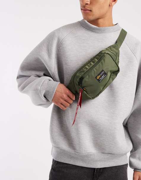 Alpha Industries - Kakifarvet bæltetaske i nylon med logo - view 1