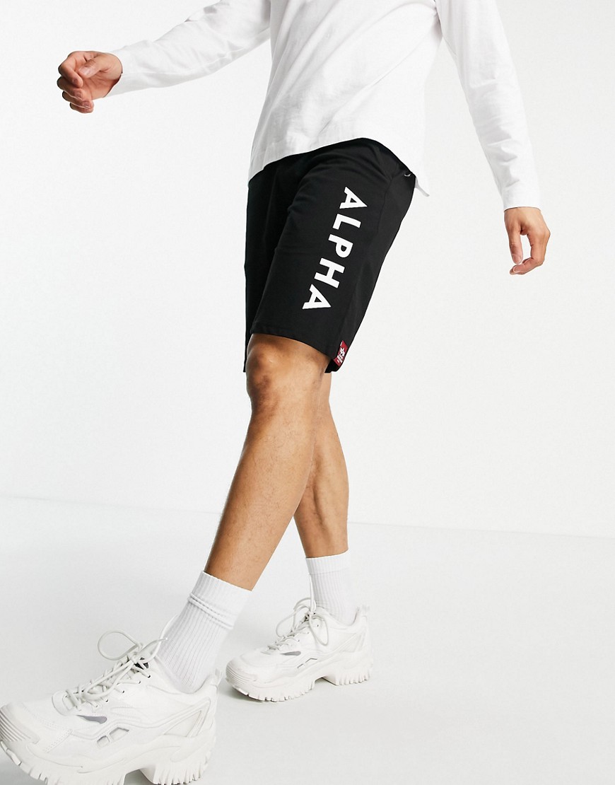 Alpha Industries large logo sweat shorts in black