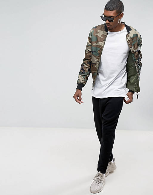 Alpha Industries Lightweight Reversible MA-1 VF Bomber Jacket in Green /  Camo