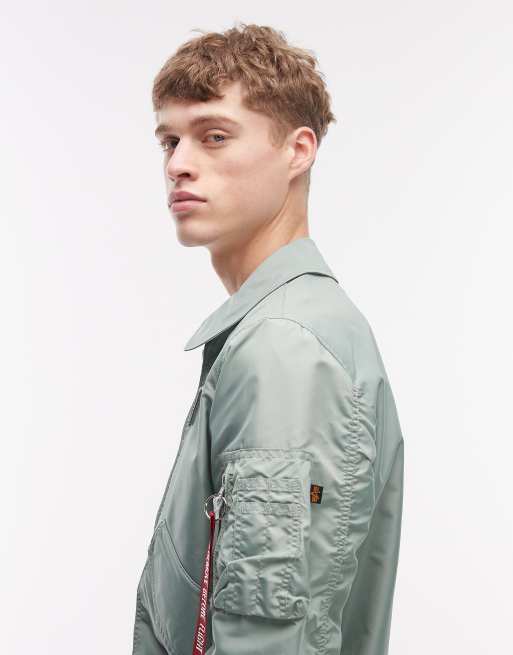 Alpha Industries – Ljusgrön bomberjacka med logga, 4 av 5