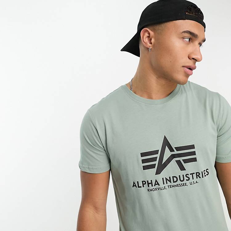 Alpha Industries logo basic t-shirt in light green | ASOS