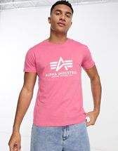 Alpha Industries logo basic t-shirt in sand | ASOS