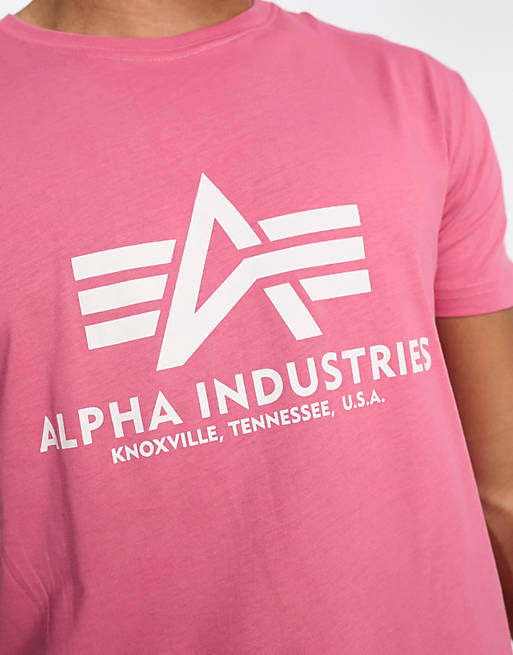 Alpha Industries logo basic t-shirt in pink | ASOS