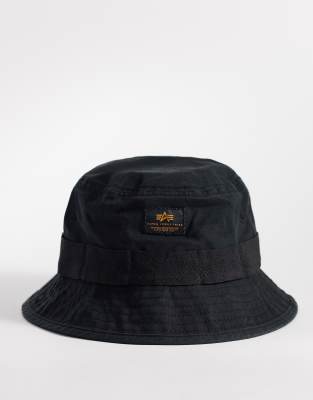 Alpha Industries Alpha Industries logo bucket hat in washed black