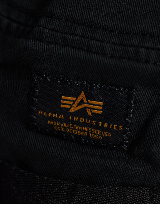 Alpha Industries logo bucket hat in washed black, 2 of 3