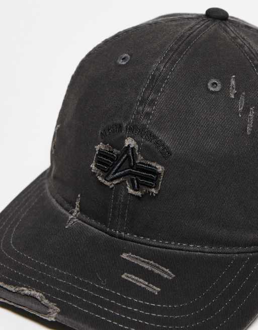 Alpha Industries logo cap in grey acid wash, 2 of 3