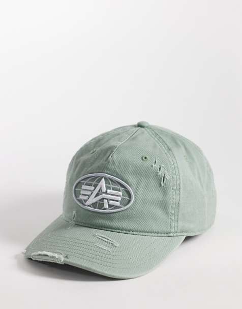 Alpha Industries logo cap in light green acid wash - view 1