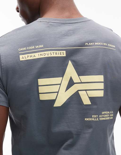 Alpha Industries logo t-shirt in dusty blue ASOS